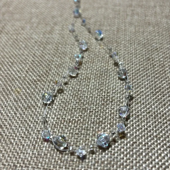 Necklace Combo Silver White Floral 22” and Delicate Floating Iridescent Bead 18” - Picture 10 of 14